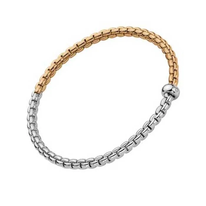 FOPE Eka Collection Two-Tone Flex'it Bracelet with a Diamond in 18K White and Yellow Gold