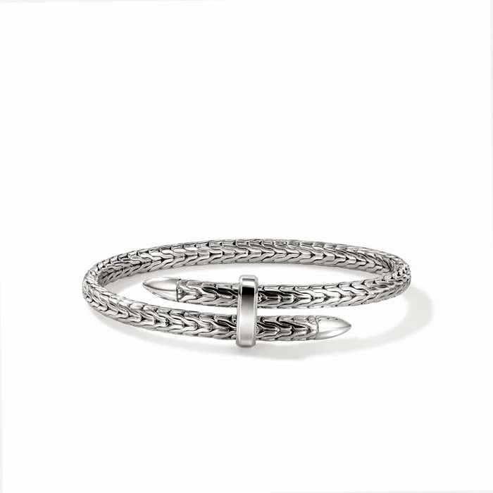 fine silver herringbone necklace John Hardy Spear Flex Cuff Bracelet in Sterling Silver, Size Large