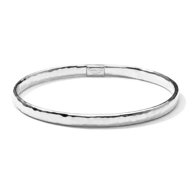 Ippolita Classico Oval Hammered Solid Bangle Bracelet in Sterling Silver