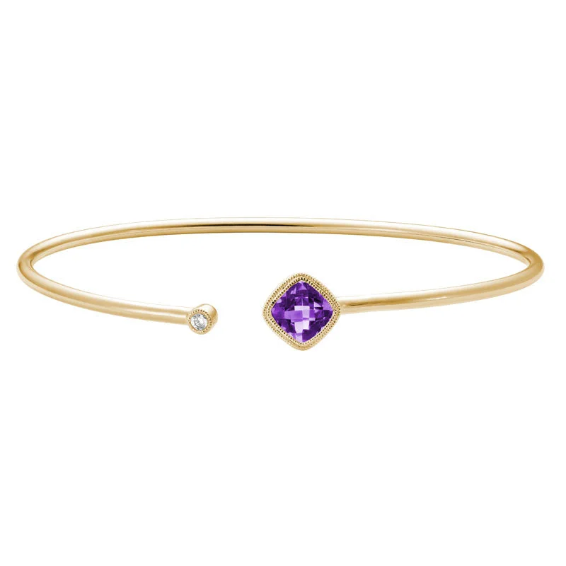 AMETHYST AND DIAMOND CUFF BRACELET