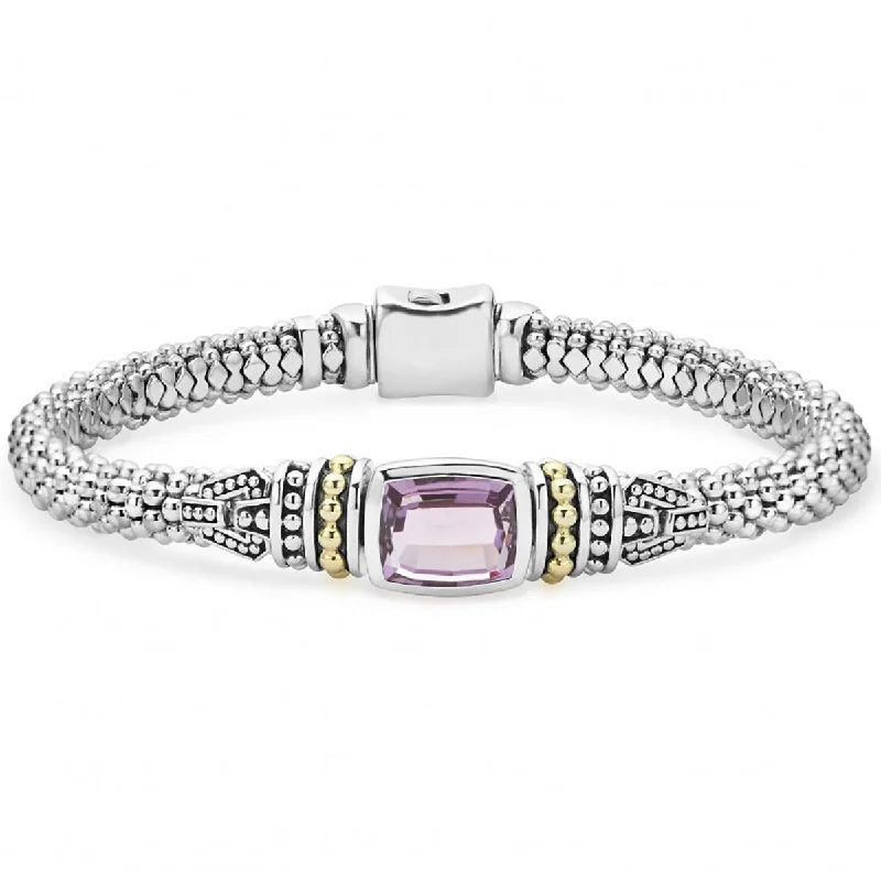 custom nameplate bracelet silver Amethyst Caviar Bracelet