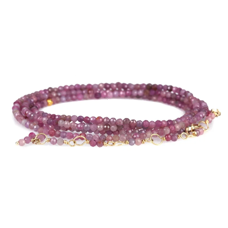 men’s tungsten carbide ring Faceted Multi Pink Ruby Beaded Wrap Bracelet