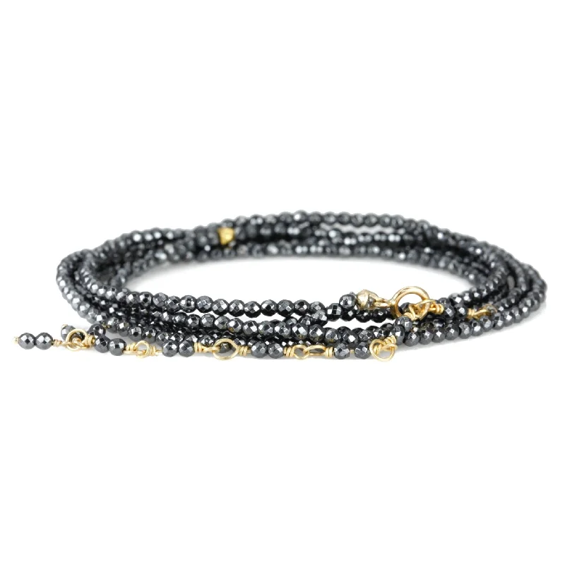 sapphire princess cut ring Hematite Beaded Wrap Bracelet