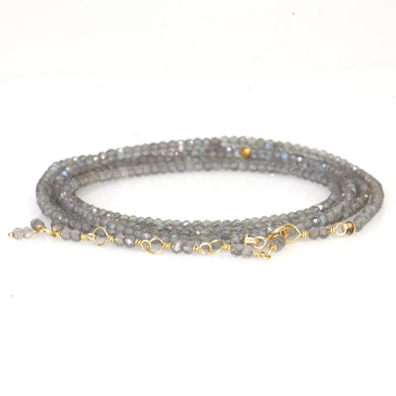 cute cat charm bracelet Labradorite Beaded Wrap Bracelet