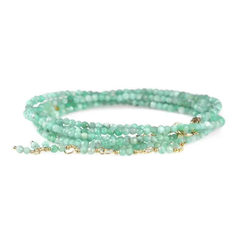 simple gold hoop earrings Pale Opaque Emerald Beaded Wrap Bracelet