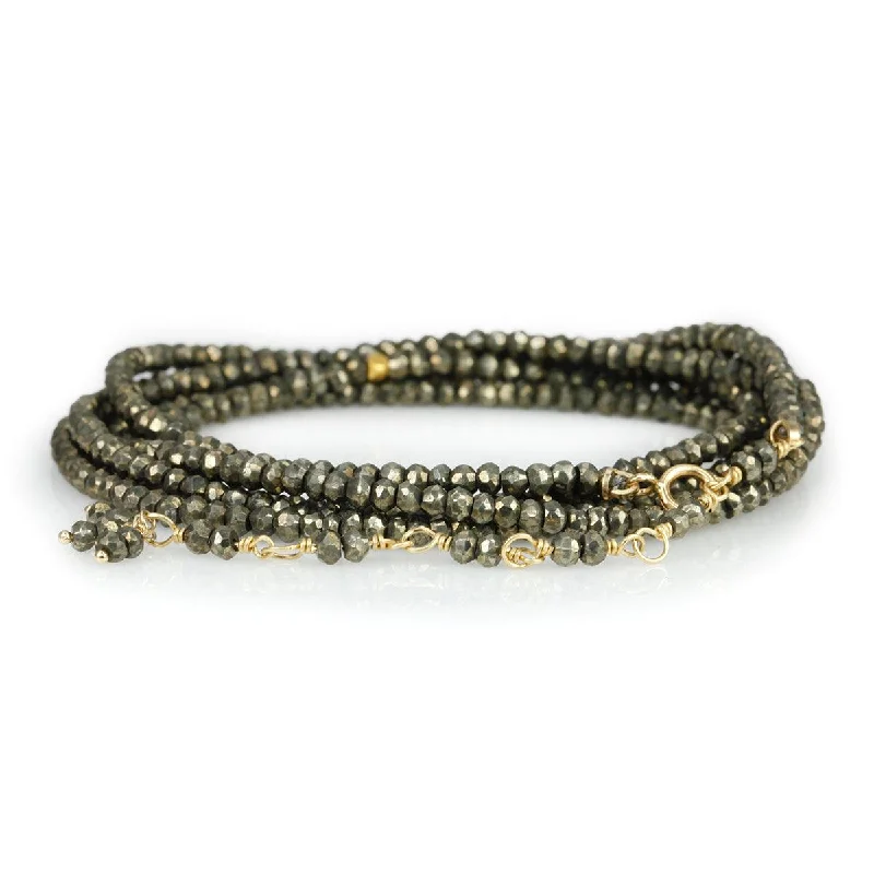 classic diamond hoop earrings Pyrite Beaded Wrap Bracelet