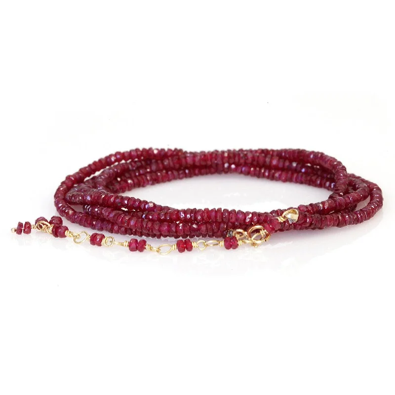 simple sapphire wedding band Ruby Rondelle Beaded Wrap Bracelet