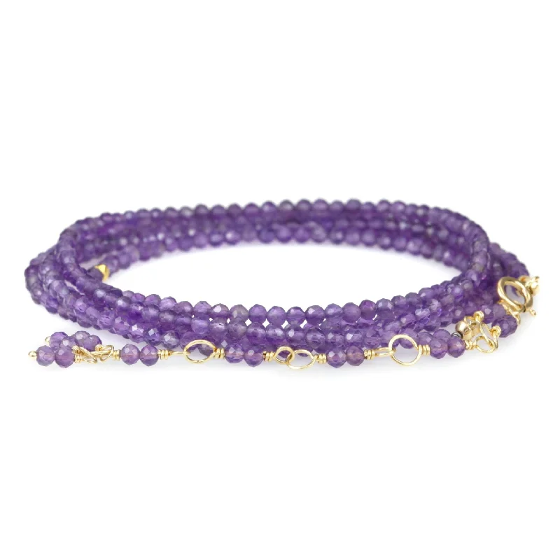 simple crystal pendant necklace Amethyst Beaded Wrap Bracelet