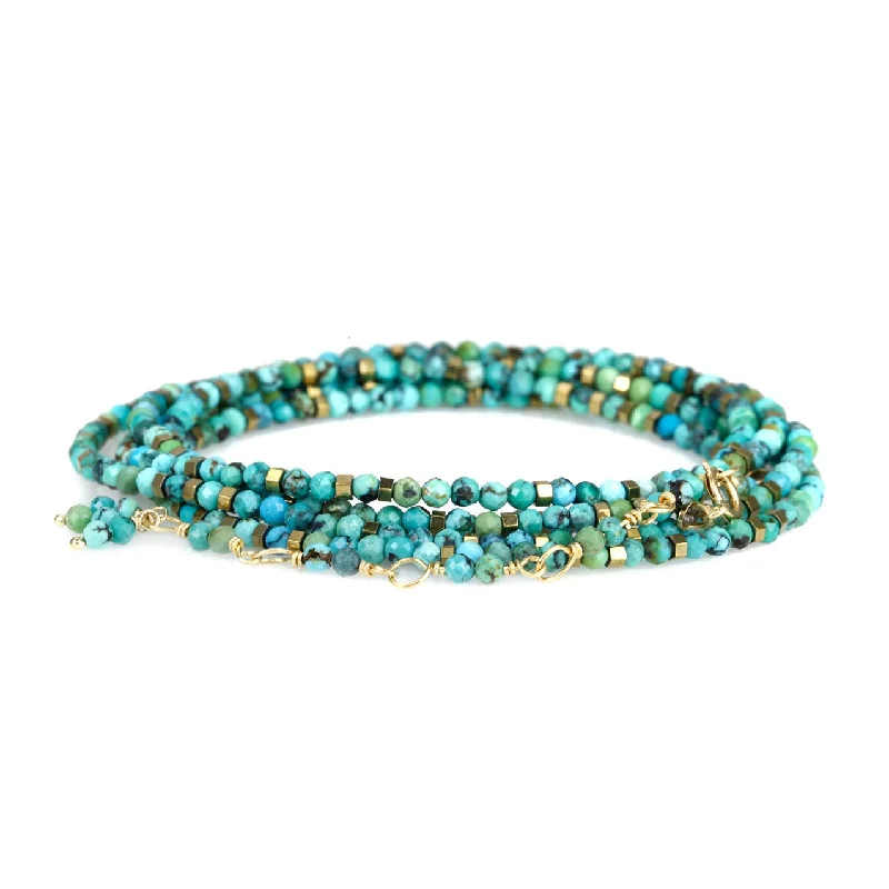 gemstone cluster earrings silver Turquoise Beaded "Confetti" Wrap Bracelet