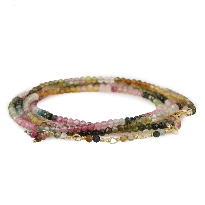 chunky gold chain necklace Watermelon Tourmaline Beaded Wrap Bracelet