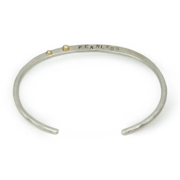 infinity couple’s ring matching set Sterling Silver "Fearless" Cuff with Diamonds