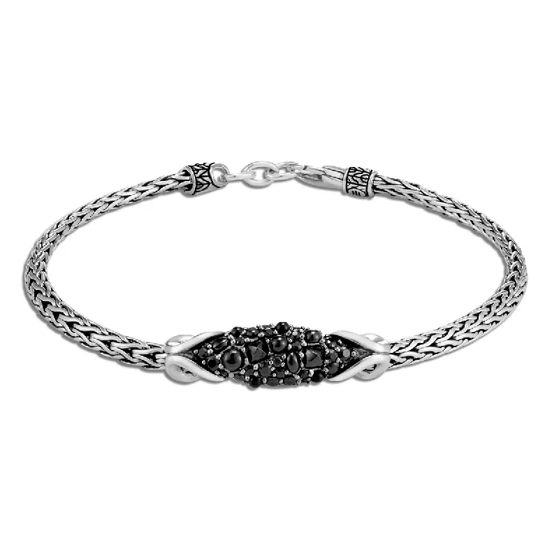 custom initial pendant necklace Asli Classic Chain Link Silver Slim Chain Bracelet with Treated Black Sapphire and Black Spinel custom initial pendant necklace Asli Classic Chain Link Silver Slim Chain Bracelet with Treated Black Sapphire and Black Spinel