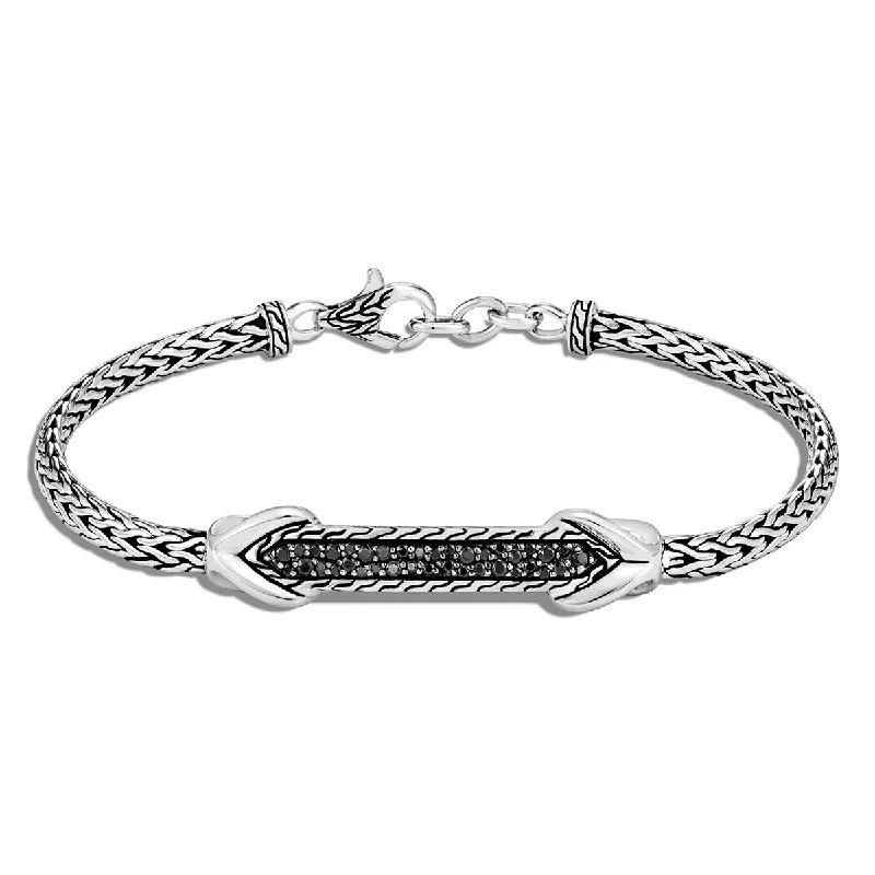 sparkling diamond drop earrings Asli Classic Chain Link Silver Slim Chain Station ID Bracelet with Treated Black Sapphire and Black Spinel sparkling diamond drop earrings Asli Classic Chain Link Silver Slim Chain Station ID Bracelet with Treated Black Sapphire and Black Spinel