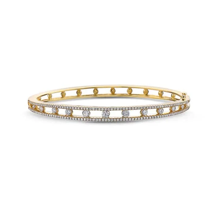 Charles Krypell Diamond Air Oval Bangle Bracelet in 18K Yellow Gold