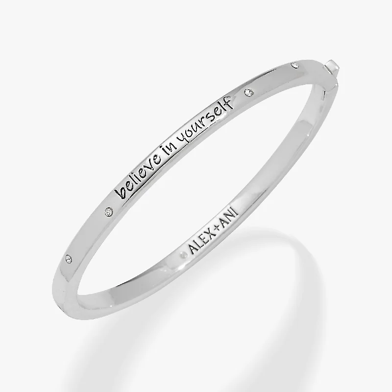 men’s sterling silver cufflinks 'Believe in Yourself' Mantra Bangle