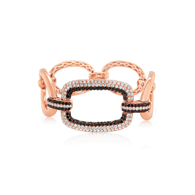 bold chunky cocktail ring Black-and-White Diamond Link Bracelet