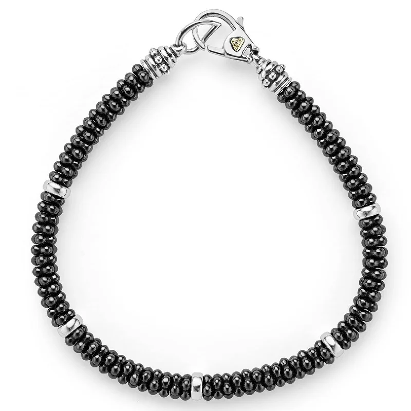 real citrine gemstone pendant Black Ceramic Caviar Beaded Bracelet