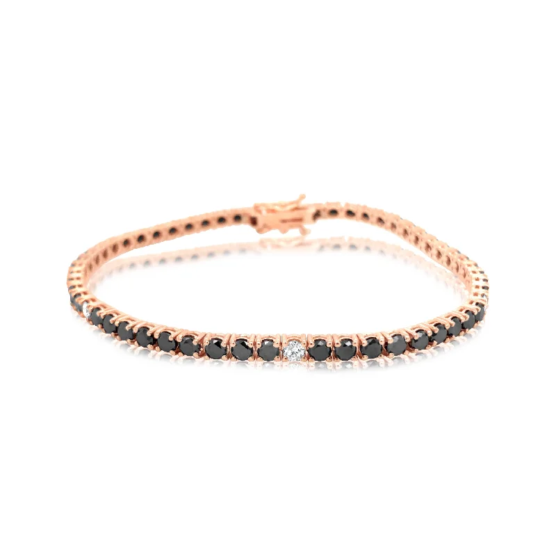 dainty chain bracelet layered Rose Gold Black Diamond Tennis Bracelet