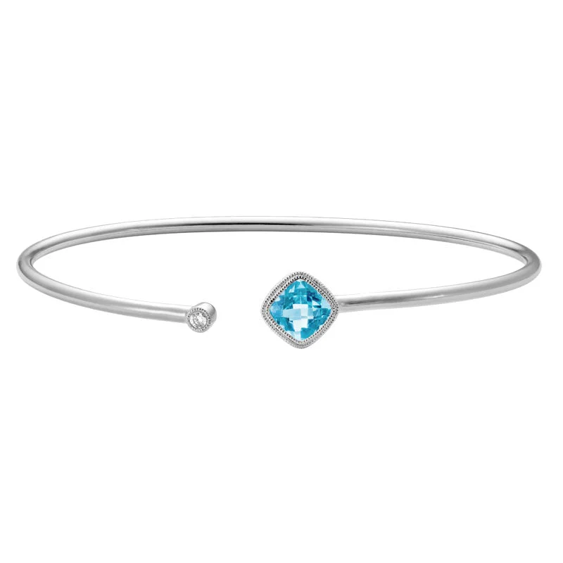 BLUE TOPAZ AND DIAMOND CUFF BRACELET