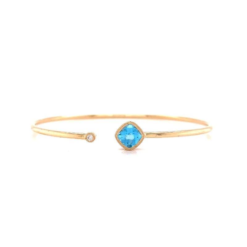 BLUE TOPAZ AND DIAMOND CUFF BRACELET