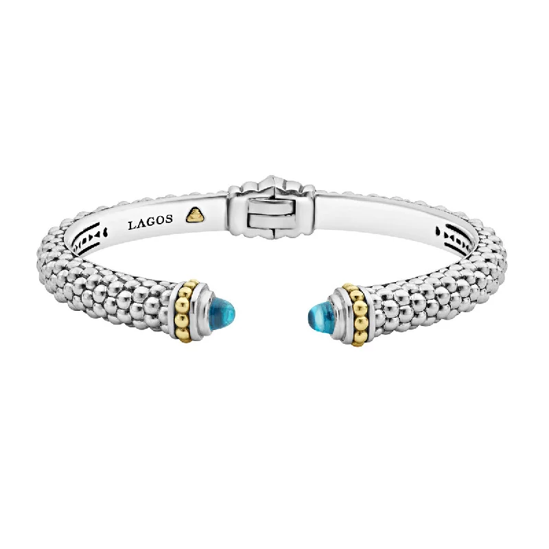 silver Celtic knot necklace Blue Topaz Caviar Color Cuff