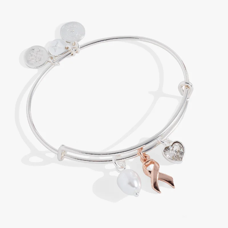 unique diamond stud earrings Breast Cancer Awareness Triple Charm Bangle