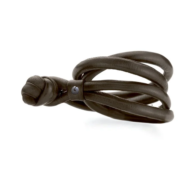 classic pearl strand necklace Brown Leather Bracelet
