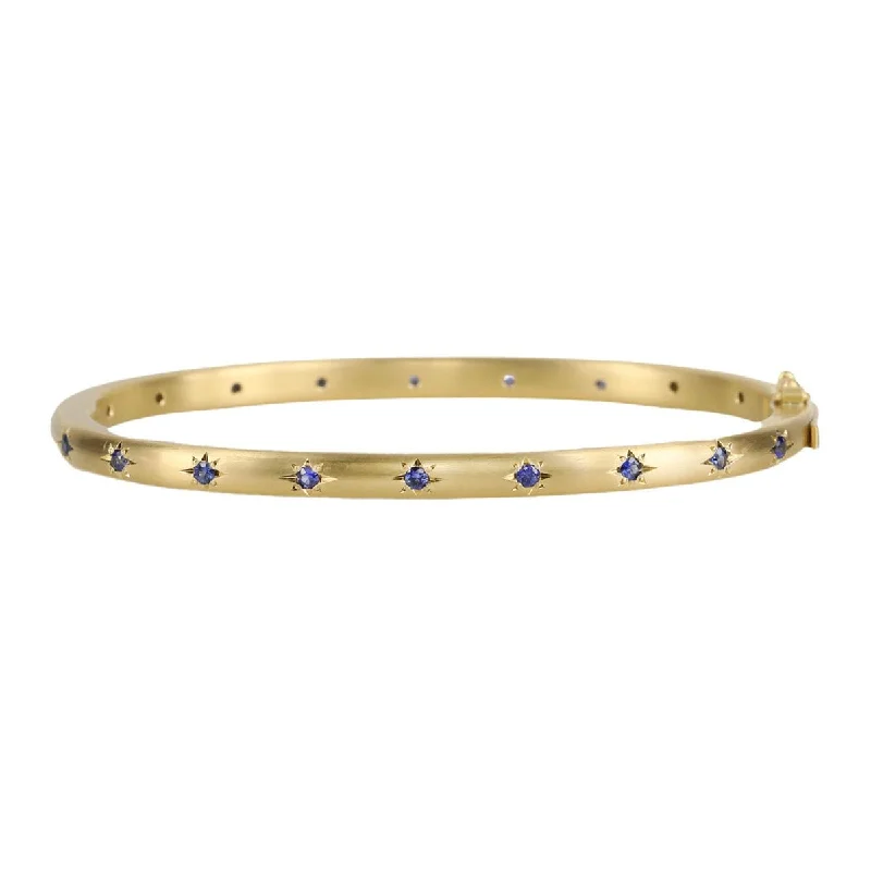 thin gold wedding band women 18K Gold and Double Sided Star-Set Blue Sapphire Hinged Bangle thin gold wedding band women 18K Gold and Double Sided Star-Set Blue Sapphire Hinged Bangle