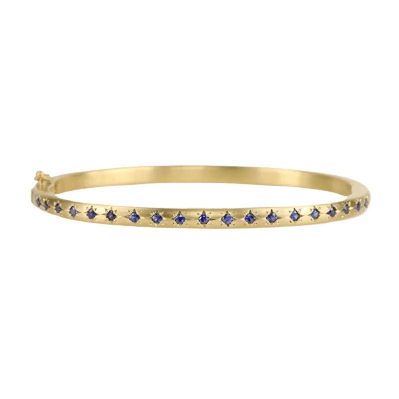 thin silver chain necklace 18K Gold and Star-Set Blue Sapphire Hinged Bangle