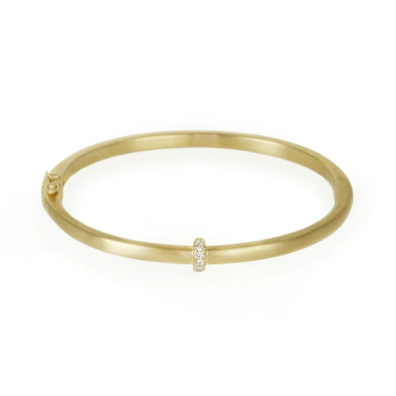 celestial moonstone ring gold 18K Gold Thin Single Row Pave Diamond Hinged Bangle