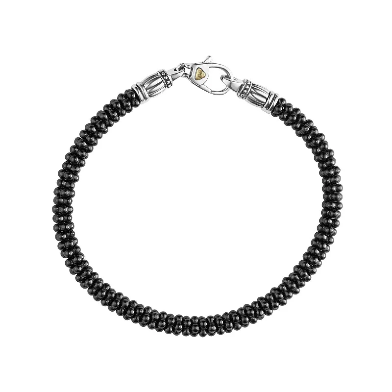 gold-plated figaro chain Caviar Beaded Bracelet