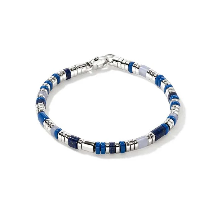 adjustable moon phase bracelet John Hardy Lapis and Blue Agate Colorblock Slim Bracelet in Sterling Silver