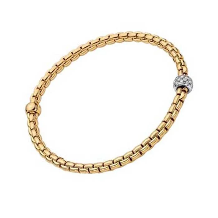 FOPE Eka Collection Flex'it Bracelet with Diamonds in 18K Yellow and White Gold