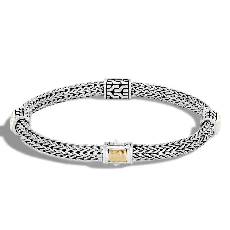 tiny gold huggie hoops Classic Chain Hammered Gold and Silver Extra Small Four Station Bracelet