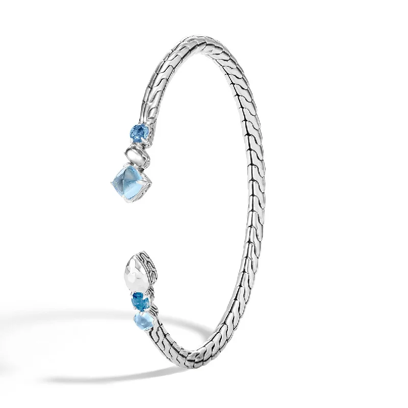 sapphire princess cut ring Classic Chain Hammered Silver Flex Cuff with London Blue Topaz, Swiss Blue Topaz and Silver Calcite sapphire princess cut ring Classic Chain Hammered Silver Flex Cuff with London Blue Topaz, Swiss Blue Topaz and Silver Calcite