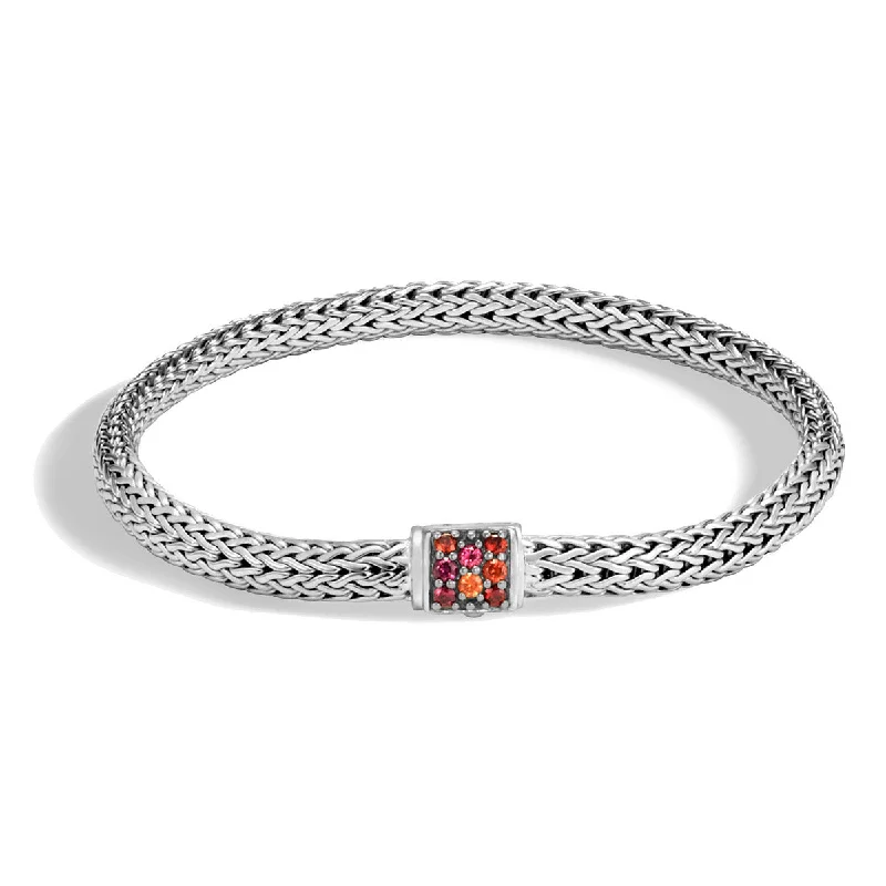 men’s braided leather bracelet Classic Chain Silver Extra Small Bracelet with Garnet men’s braided leather bracelet Classic Chain Silver Extra Small Bracelet with Garnet