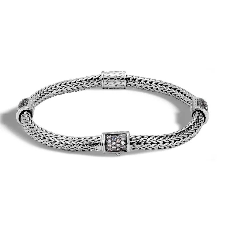 solid gold stacking rings set Classic Chain Silver Four Station Bracelet with Mixed Grey Sapphire