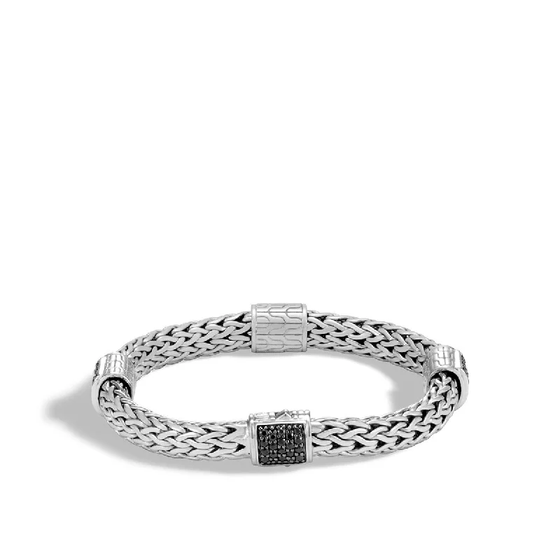 cubic zirconia tennis necklace Classic Chain Silver Medium Four Station Bracelet with Treated Black Sapphire cubic zirconia tennis necklace Classic Chain Silver Medium Four Station Bracelet with Treated Black Sapphire