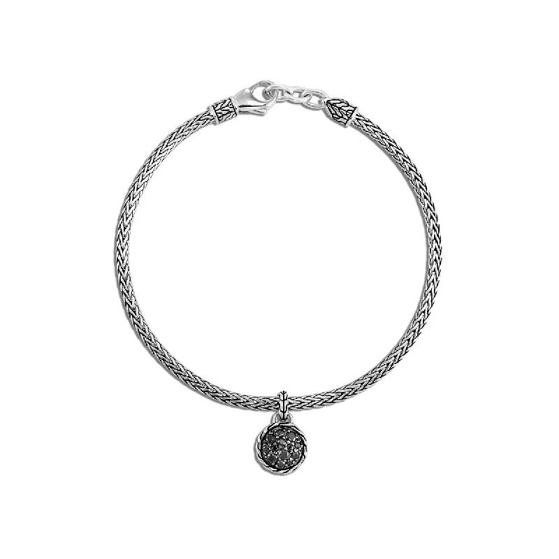 boho pearl charm bracelet Classic Chain Silver Round Charm on Bracelet with Sapphire and Spinel boho pearl charm bracelet Classic Chain Silver Round Charm on Bracelet with Sapphire and Spinel