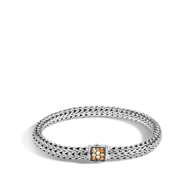hammered gold disc necklace Classic Chain Silver Small Bracelet with Mixed Mandarin Garnet