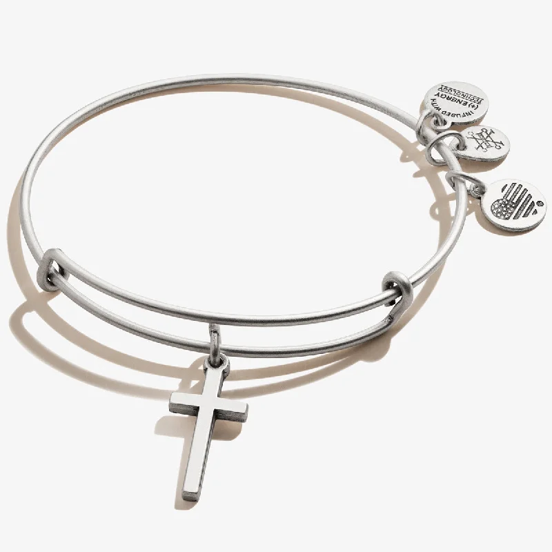 rose gold bezel ring Cross Charm Bangle