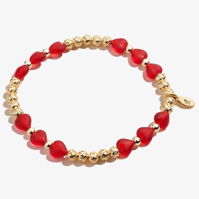 Crystal Heart Stretch Bracelet, Red