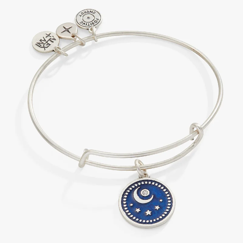 leather cuff bracelet men Crystal Moon Charm Bangle