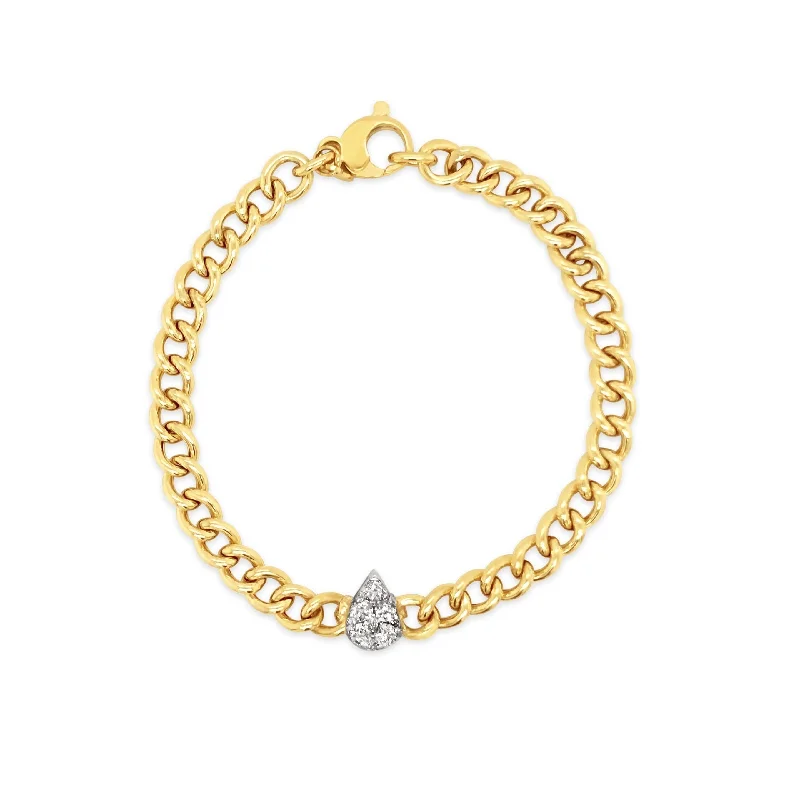 yellow sapphire engagement ring Cuban Chain Diamond Pear Bracelet