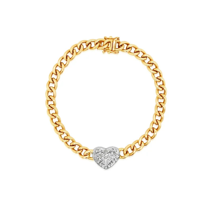 gemstone infinity bracelet Cuban Chain Two-Tone Pavé Diamond Heart Bracelet
