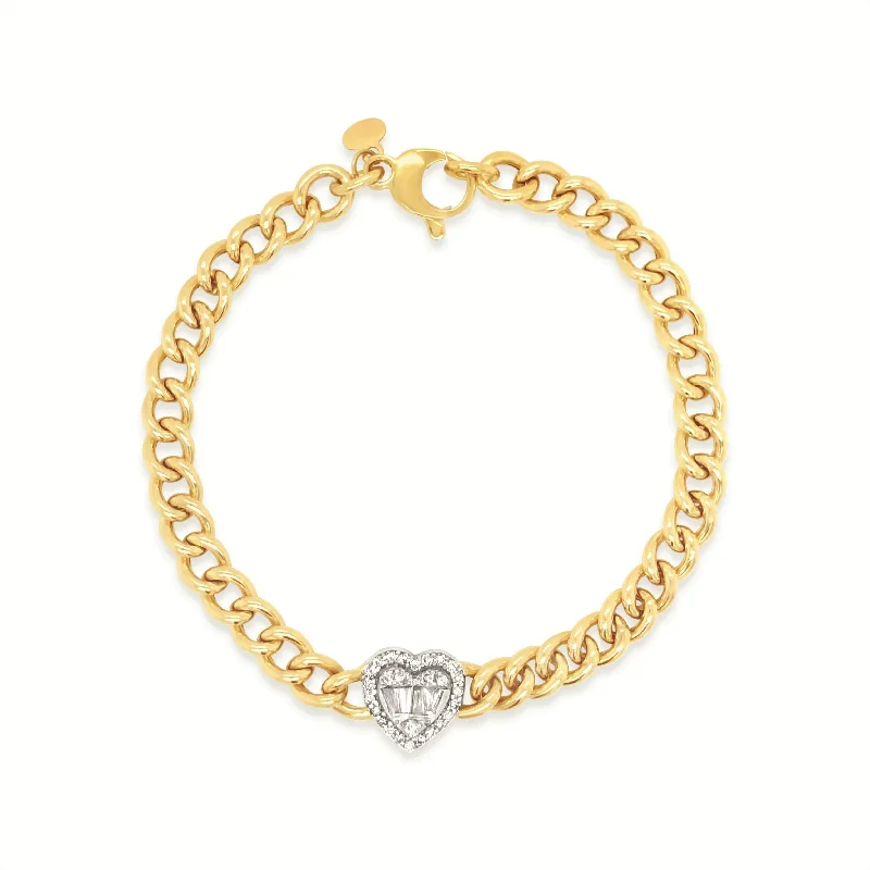 personalized coordinates ring custom Cuban Chain Two-Tone Diamond Halo Heart Bracelet