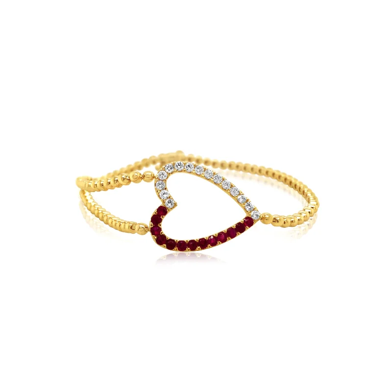 aquamarine and diamond wedding ring Diamond and Ruby Beaded Gold Heart Bracelet