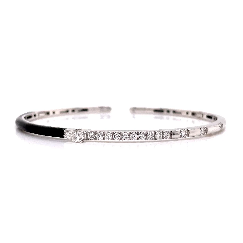 DIAMOND CUFF BRACELET WITH BLACK ACCENT