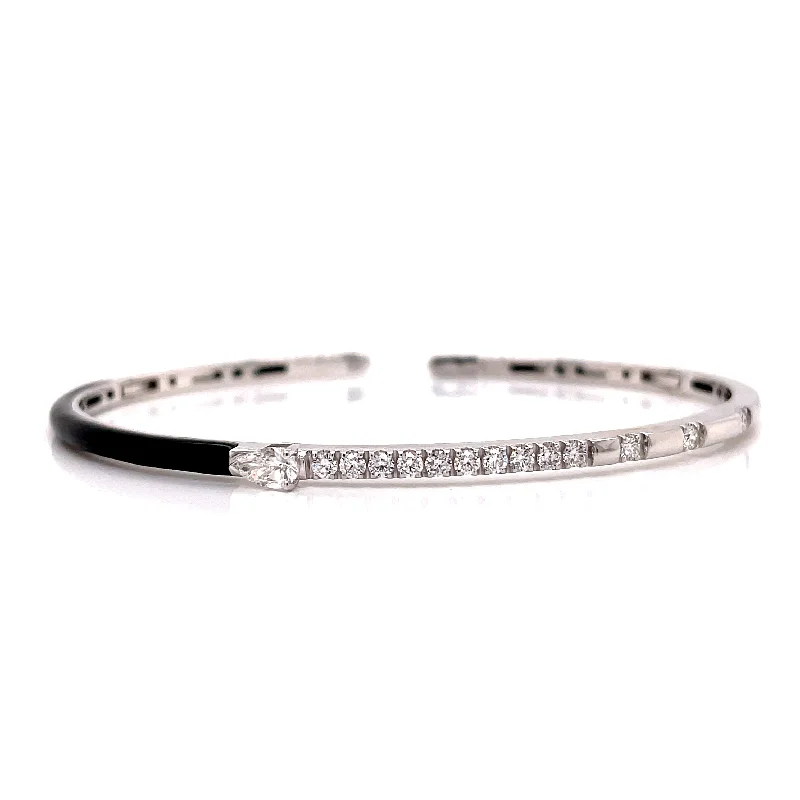 DIAMOND CUFF BRACELET WITH BLACK ACCENT