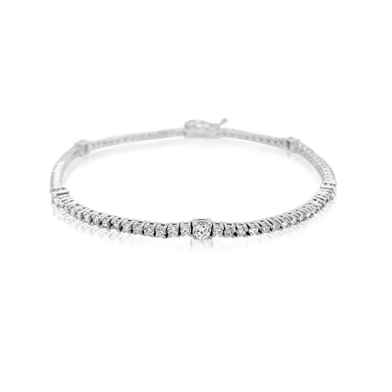 gold plated Cuban link chain Diamond Tennis Bracelet With Alternating Larger Diamonds